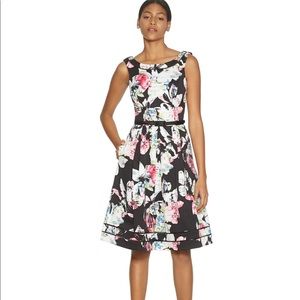 WHBM Faille Floral Shadow Stripe Dress